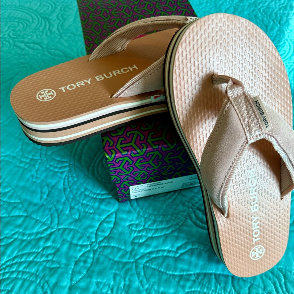 Tory Burch Camelia Fired Clay platform flip flop